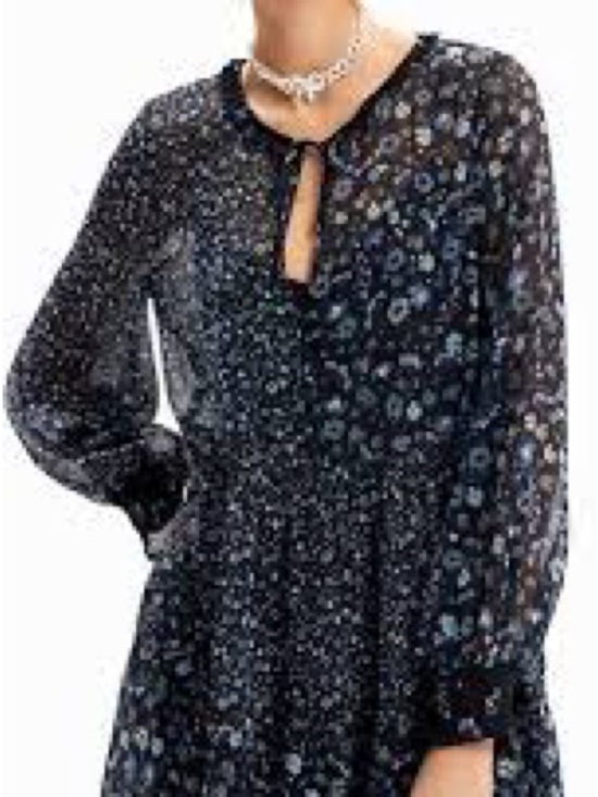 Desigual Dresses & Skirts - Desigual Black Dress with Blue and White Floral Print